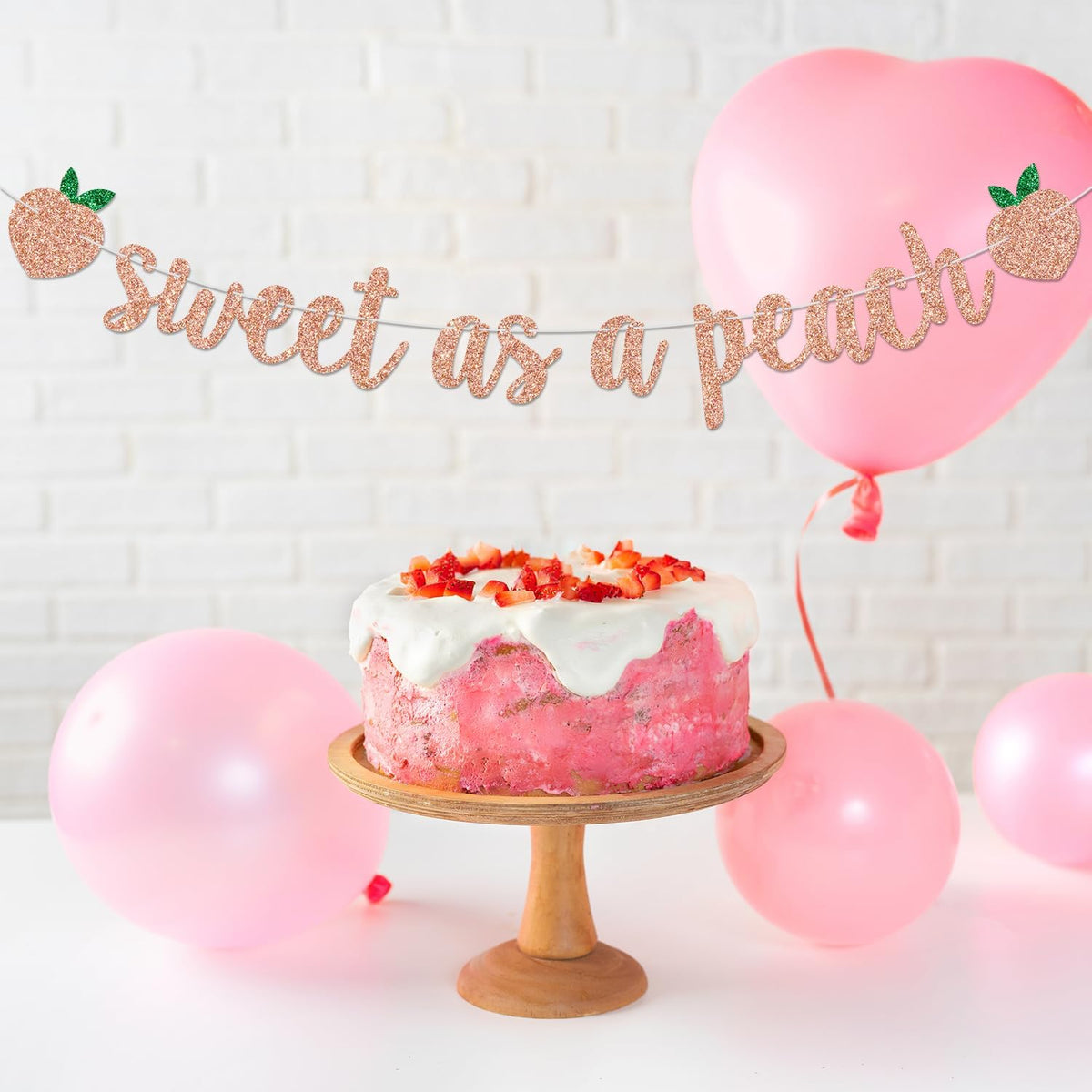 Rose Gold Glitter Sweet as a Peach Banner, Peach Theme Baby Shower, Girl Birthday Party, Bridal Shower and Summer Party Supplies