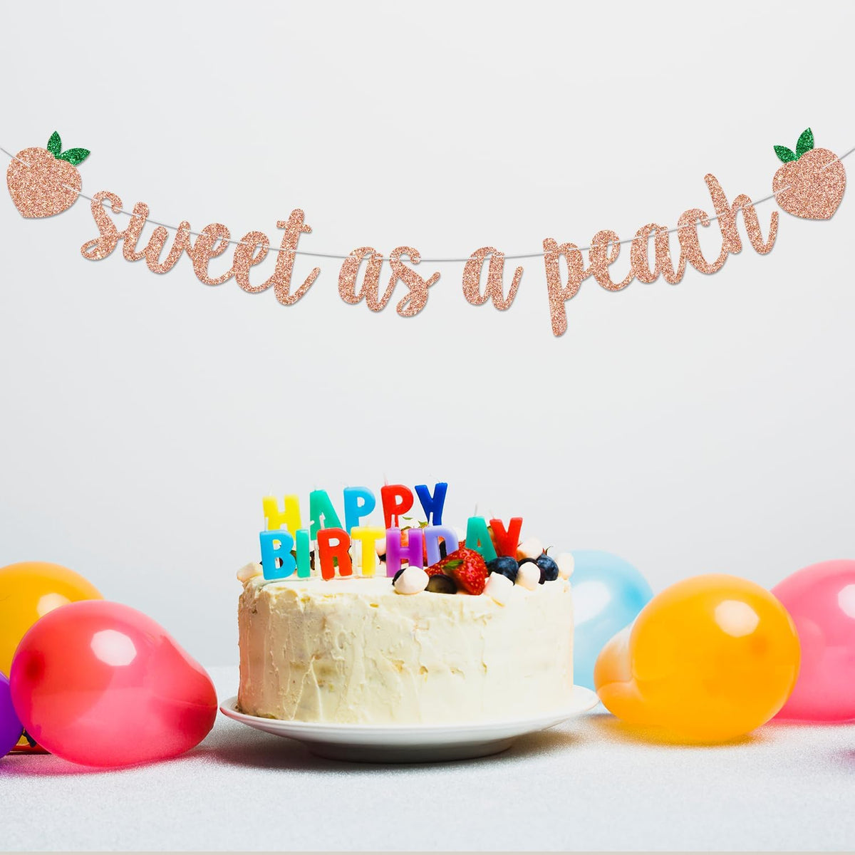 Rose Gold Glitter Sweet as a Peach Banner, Peach Theme Baby Shower, Girl Birthday Party, Bridal Shower and Summer Party Supplies