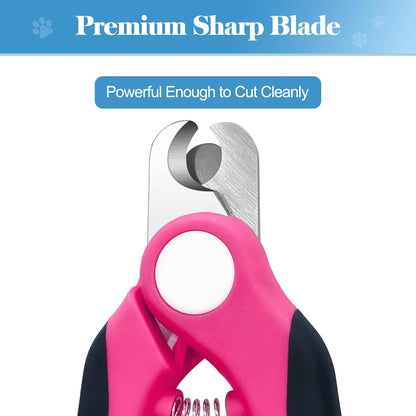 Heavy Duty Dog Nail Clippers and Trimmers, Professional Pet Nail Clippers with Nail File for Dogs Cats Small Animal, Claw Clippers with Safety Guard to Prevent Over-Cutting, Pink