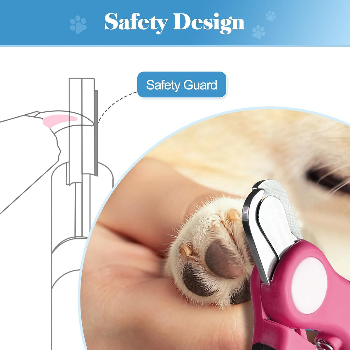 Heavy Duty Dog Nail Clippers and Trimmers, Professional Pet Nail Clippers with Nail File for Dogs Cats Small Animal, Claw Clippers with Safety Guard to Prevent Over-Cutting, Pink