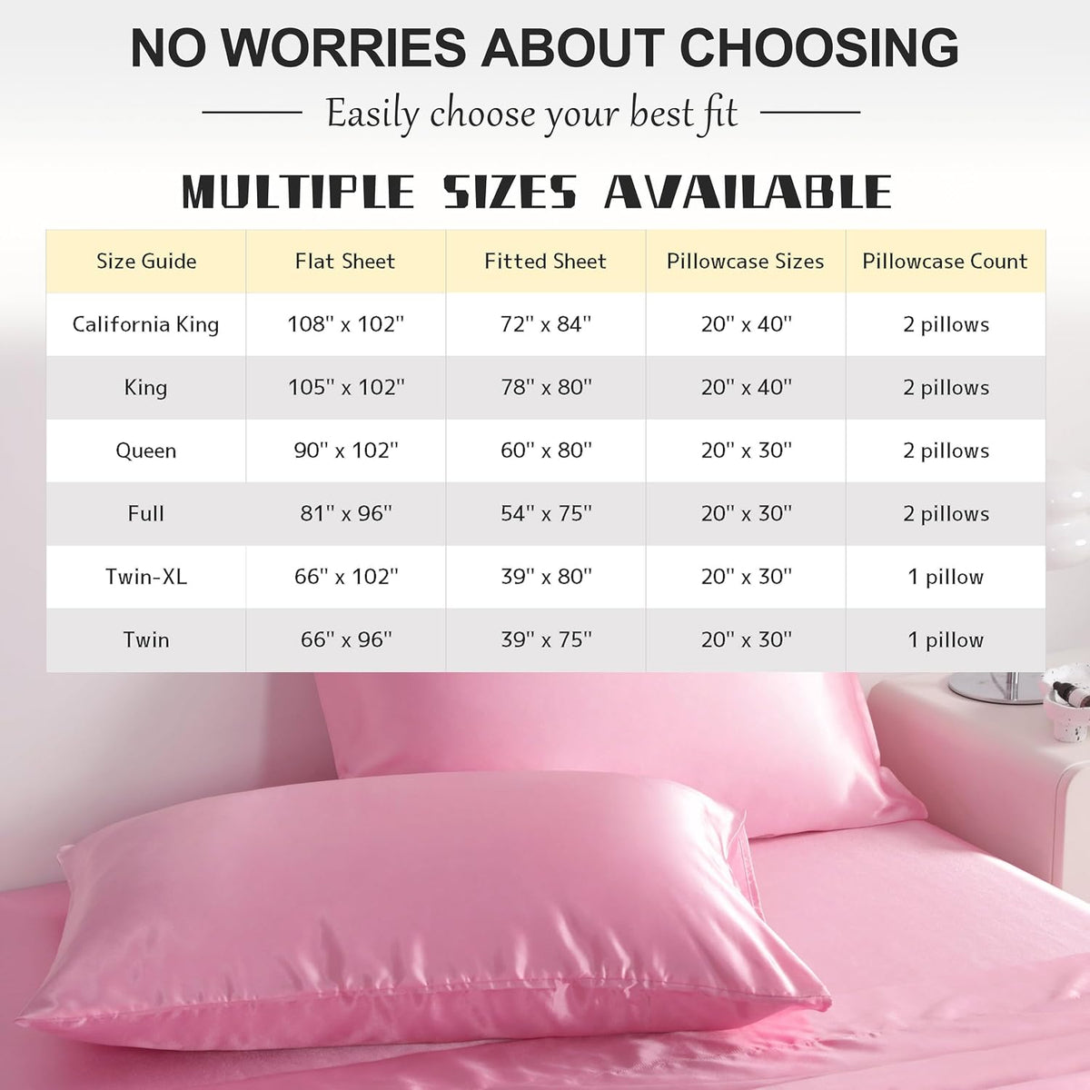 Queen Pink Satin Sheet Set - Luxury Soft Silky Bed Sheets Set for Hair and Skin, 4 Pieces Bed Set with 15" Deep Pocket Fitted Sheet, Flat Sheet & 2 Pillowcase, Non-Fading Wrinkle Resistant