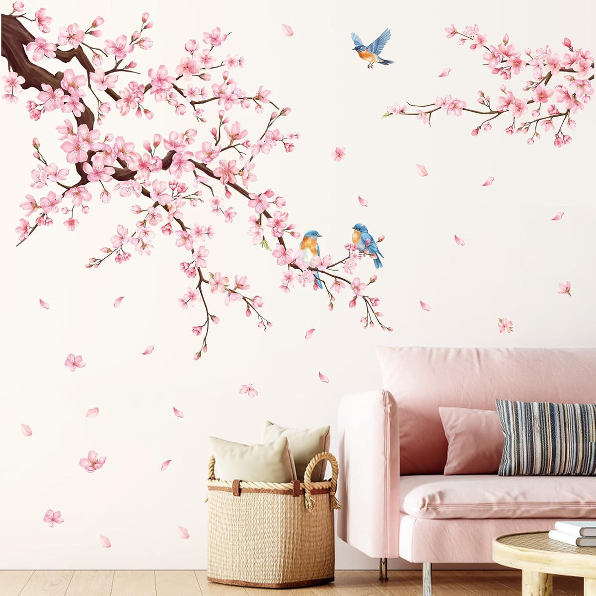 Cherry Blossom Wall Decals, Pink Flower Tree Branch Wall Sticker