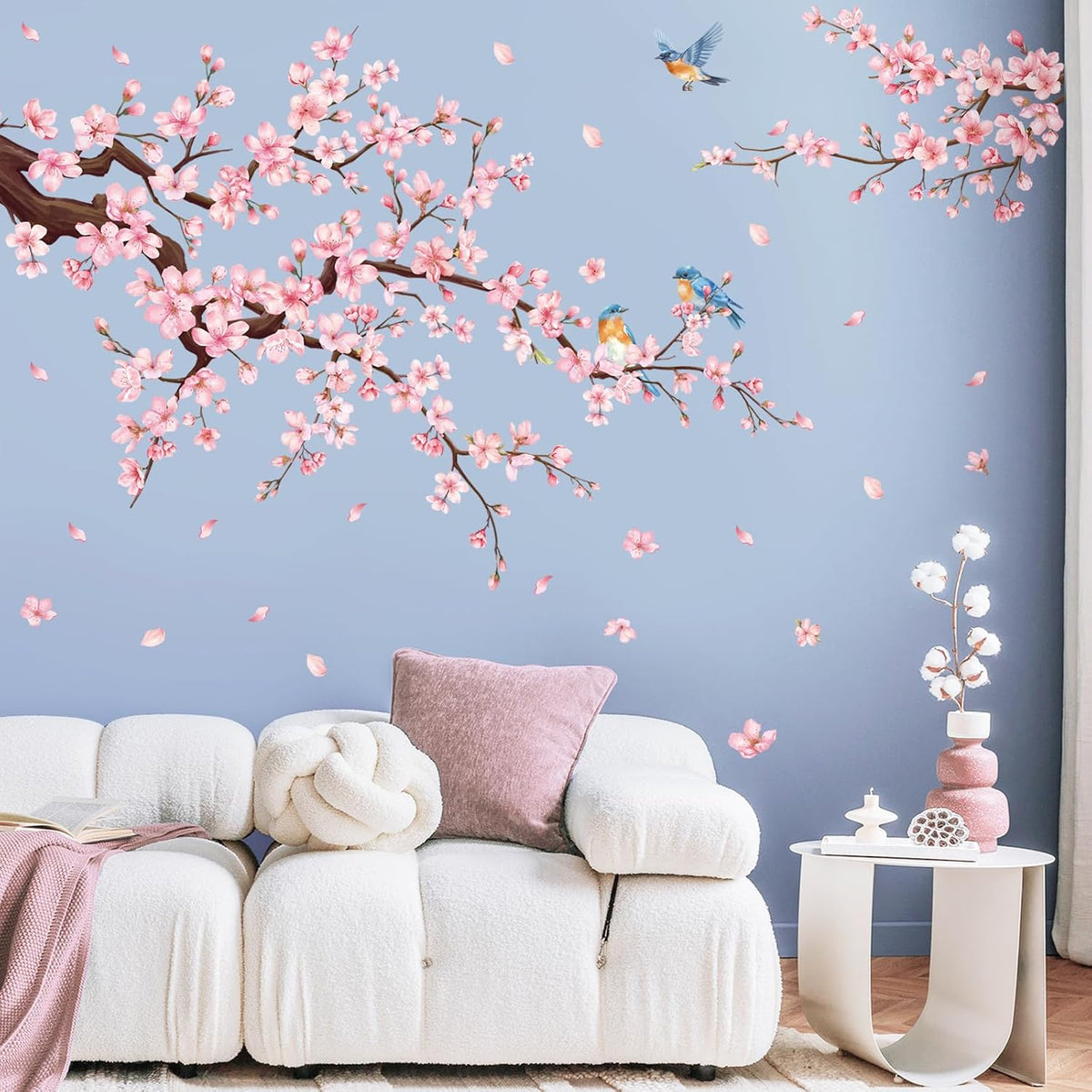 Cherry Blossom Wall Decals, Pink Flower Tree Branch Wall Sticker
