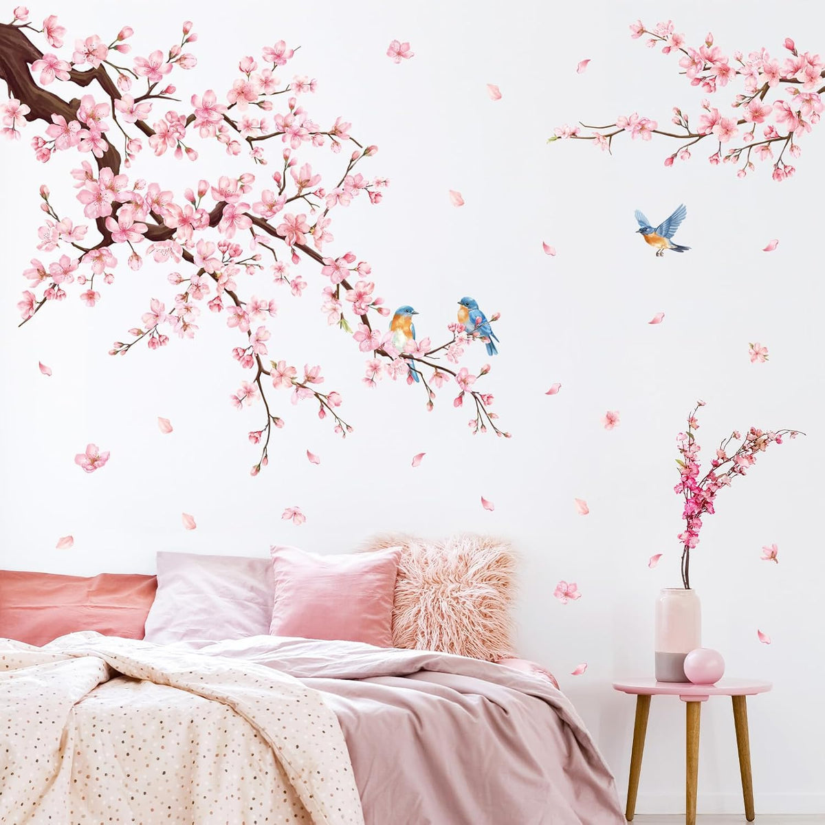 Cherry Blossom Wall Decals, Pink Flower Tree Branch Wall Sticker