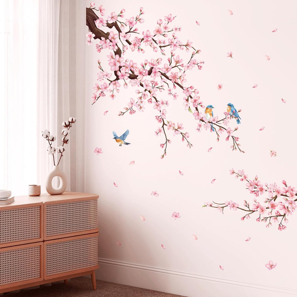 Cherry Blossom Wall Decals, Pink Flower Tree Branch Wall Sticker