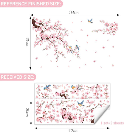 Cherry Blossom Wall Decals, Pink Flower Tree Branch Wall Sticker