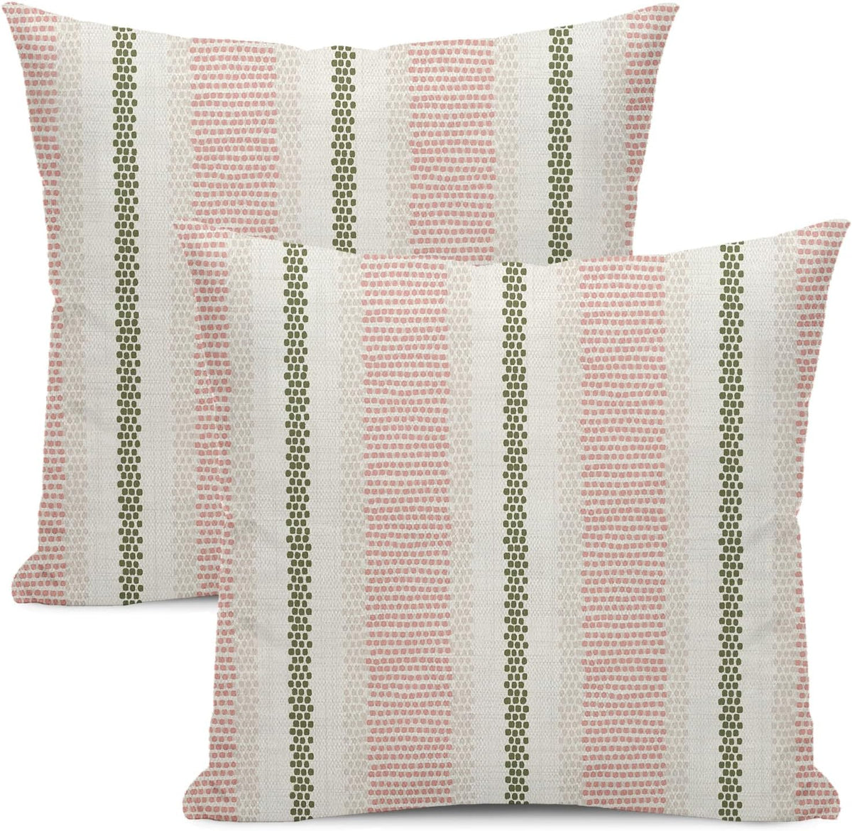 Pink Sage Green Pillow Covers 18x18 Inch 2 Pcs Boho Preppy Polka Dots Striped Decor Throw Pillows Modern Geometric Outdoor Farmhouse Decoration Pillowcase Linen Cushion Cover for Couch Sofa