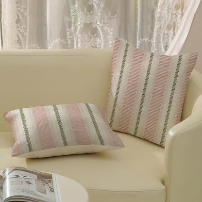 Pink Sage Green Pillow Covers 18x18 Inch 2 Pcs Boho Preppy Polka Dots Striped Decor Throw Pillows Modern Geometric Outdoor Farmhouse Decoration Pillowcase Linen Cushion Cover for Couch Sofa