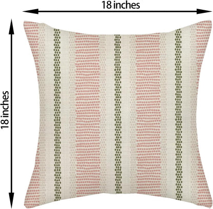 Pink Sage Green Pillow Covers 18x18 Inch 2 Pcs Boho Preppy Polka Dots Striped Decor Throw Pillows Modern Geometric Outdoor Farmhouse Decoration Pillowcase Linen Cushion Cover for Couch Sofa