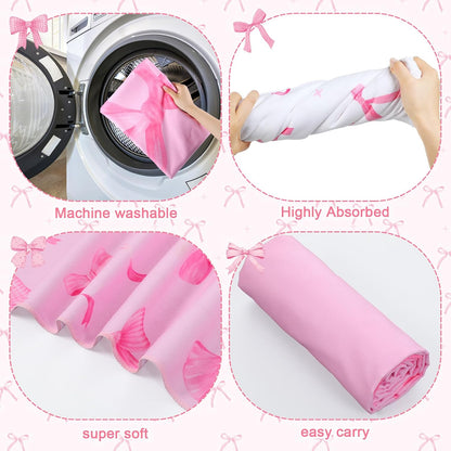Oversized Pink Bow Beach Towel Coquette Party 60x30 Inch