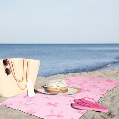Oversized Pink Bow Beach Towel Coquette Party 60x30 Inch