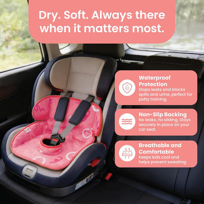 Piddle Pad 2-Pack, Potty Training Car Seat Protector, Toddler Car Seat Cover & Stroller Protector, Machine Washable Waterproof Car Seat, Anti-Slip, Universal Fit (Pink)