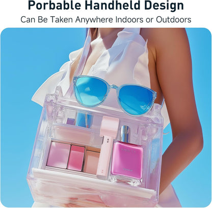 Portable Handheld Turbo Fan - Foldable Mini Fan with Air Turbo Tech, 1-199 Speed Adjustment, 20H Runtime, LED Display, Battery-Powered for Indoor/Outdoor Use Nude Pink