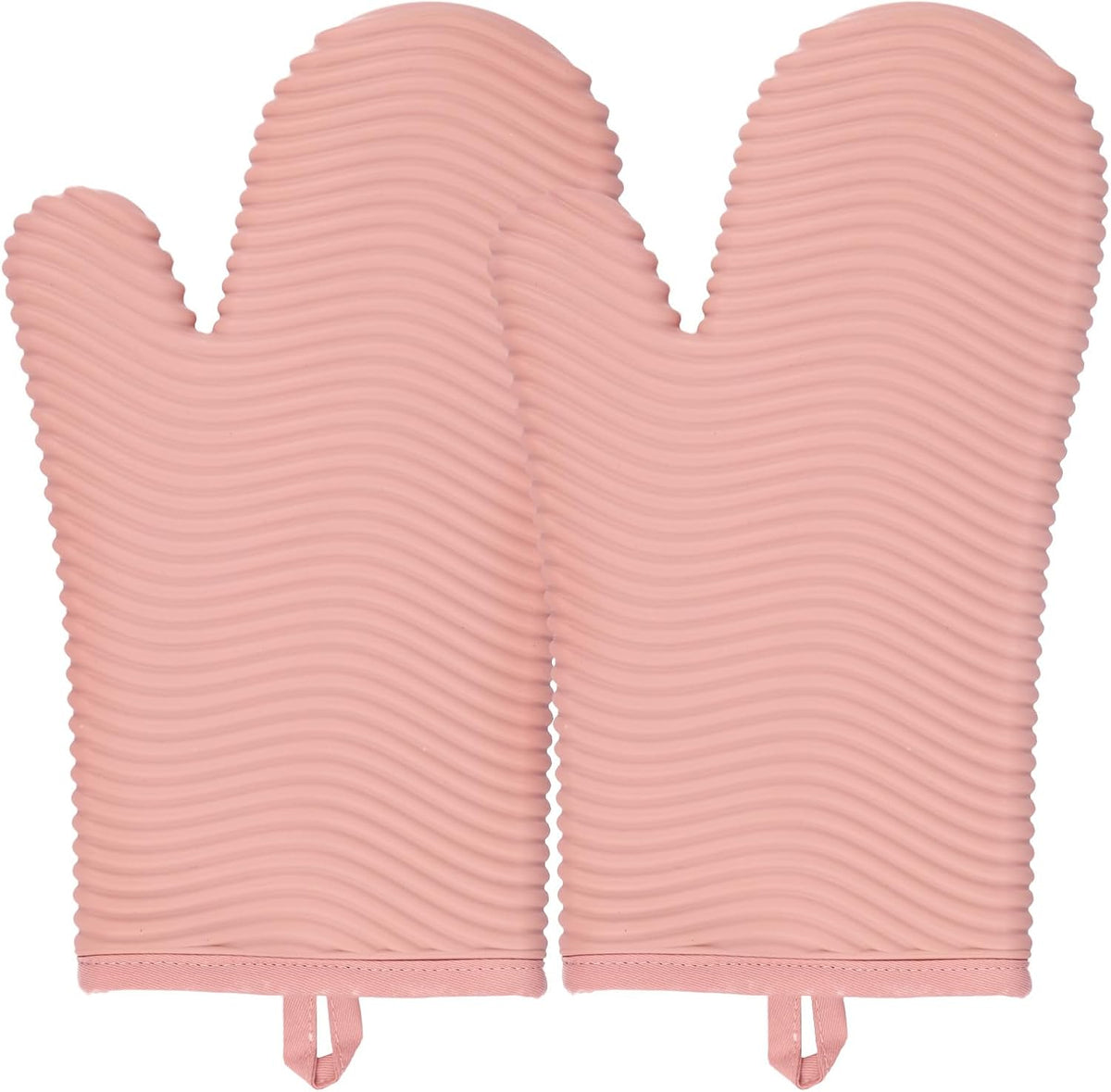 Silicone Oven Mitts,Heat Resistant Oven Gloves with Soft Polyester Filling,Perfect for BBQ, Baking and Cooking,Pink,2 Pcs Set