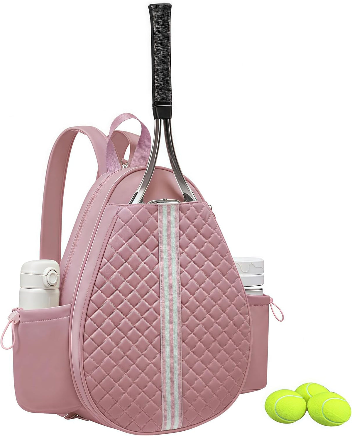 Tennis bag for women - Quilted Sling Grid Design Water repellent Two Side Pockets Dry wet separation independent pocket Friend couple gift