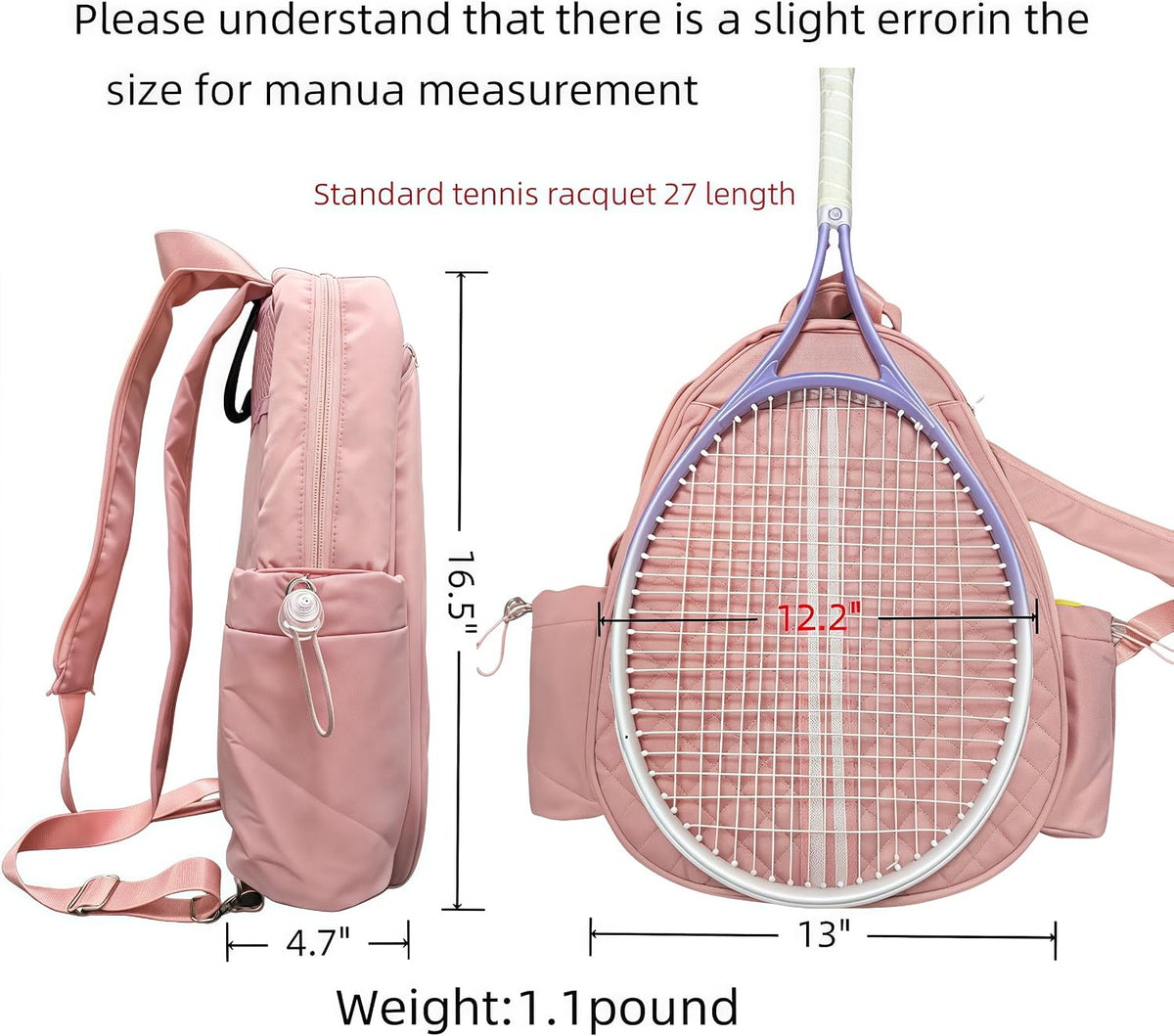 Tennis bag for women - Quilted Sling Grid Design Water repellent Two Side Pockets Dry wet separation independent pocket Friend couple gift
