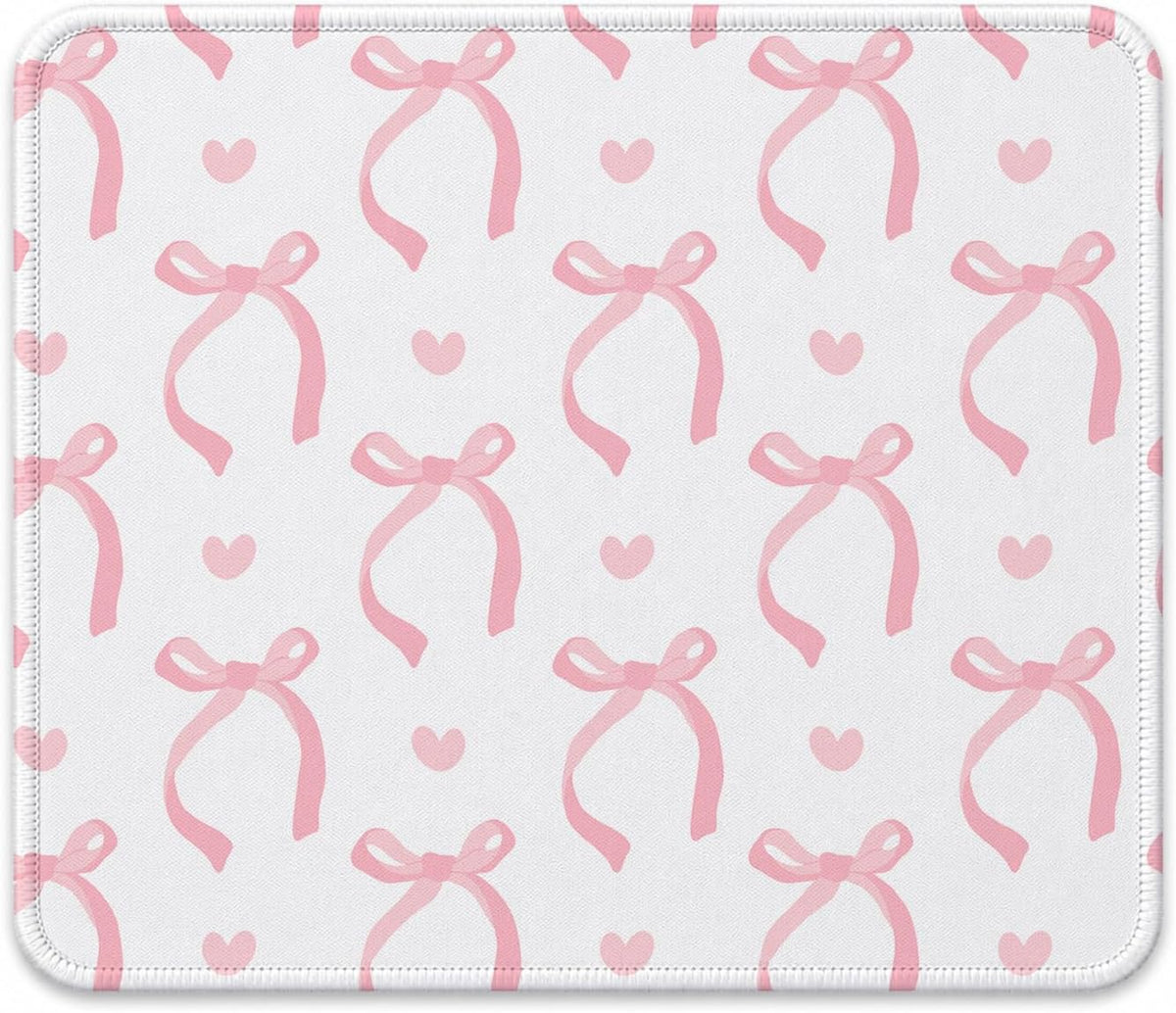 Cute Light Pink Bow Girly Aesthetic Office Mouse Pad, 9.5x7.9 inch