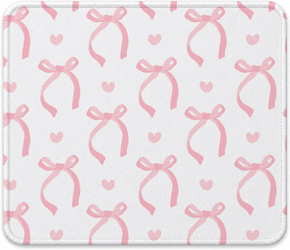 Cute Light Pink Bow Girly Aesthetic Office Mouse Pad, 9.5x7.9 inch