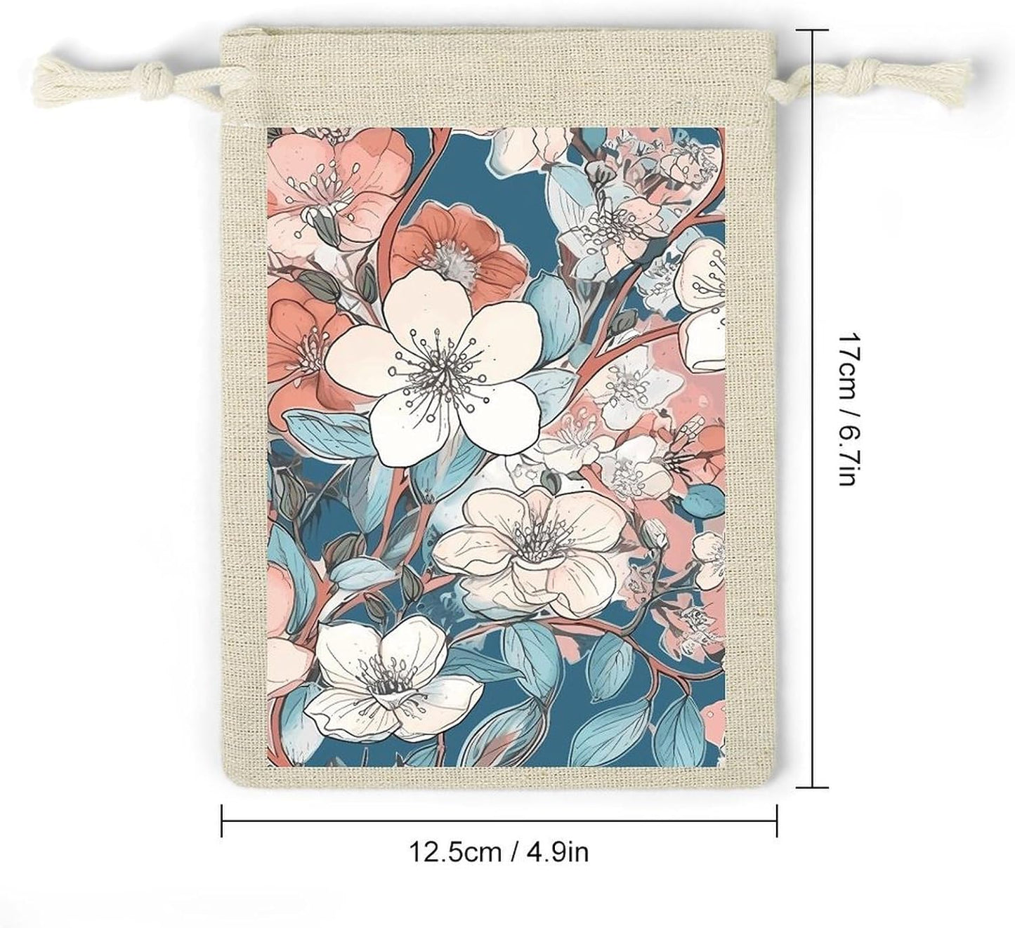 NVBSKKDH 8Pcs Peach Leafed Flower Burlap Gift Bags with Drawstring, Jewelry Pouches for Gifts Wrapping, Wedding Party
