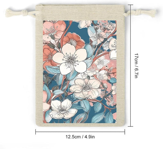 NVBSKKDH 8Pcs Peach Leafed Flower Burlap Gift Bags with Drawstring, Jewelry Pouches for Gifts Wrapping, Wedding Party