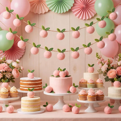 36 Pcs Peach Party Decorations Artificial Felt Fake Peach Cute Faux Peaches Centerpieces for Table Birthday Baby Shower Gender Reveal Party Decor Photography Prop