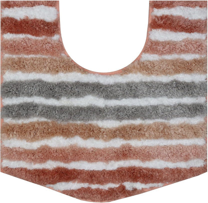 Luxury Toilet Rugs U-Shaped 20x20, Extra Soft and Absorbent Microfiber Bathroom Rugs, Non-Slip Plush Shaggy Bath Mat, Machine Wash Dry, Contour Bathroom Mats for Toilet Base, Coral