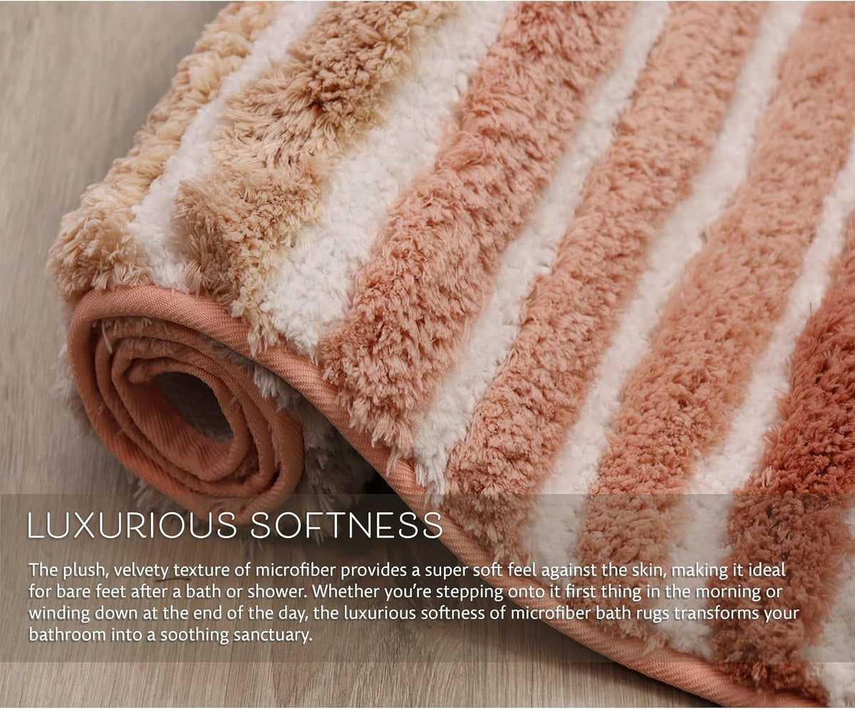 Luxury Toilet Rugs U-Shaped 20x20, Extra Soft and Absorbent Microfiber Bathroom Rugs, Non-Slip Plush Shaggy Bath Mat, Machine Wash Dry, Contour Bathroom Mats for Toilet Base, Coral