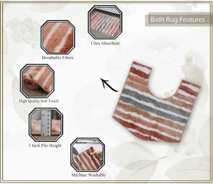 Luxury Toilet Rugs U-Shaped 20x20, Extra Soft and Absorbent Microfiber Bathroom Rugs, Non-Slip Plush Shaggy Bath Mat, Machine Wash Dry, Contour Bathroom Mats for Toilet Base, Coral
