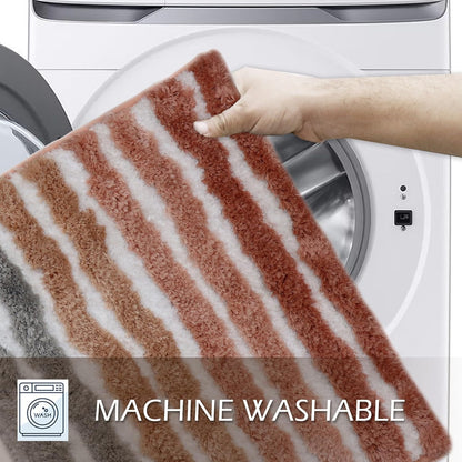 Luxury Toilet Rugs U-Shaped 20x20, Extra Soft and Absorbent Microfiber Bathroom Rugs, Non-Slip Plush Shaggy Bath Mat, Machine Wash Dry, Contour Bathroom Mats for Toilet Base, Coral