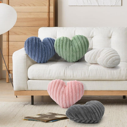 16 Inch Pink Heart Pillow Cute Fluffy Decorative Throw Pillows for Bed