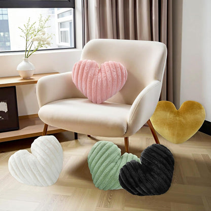 16 Inch Pink Heart Pillow Cute Fluffy Decorative Throw Pillows for Bed