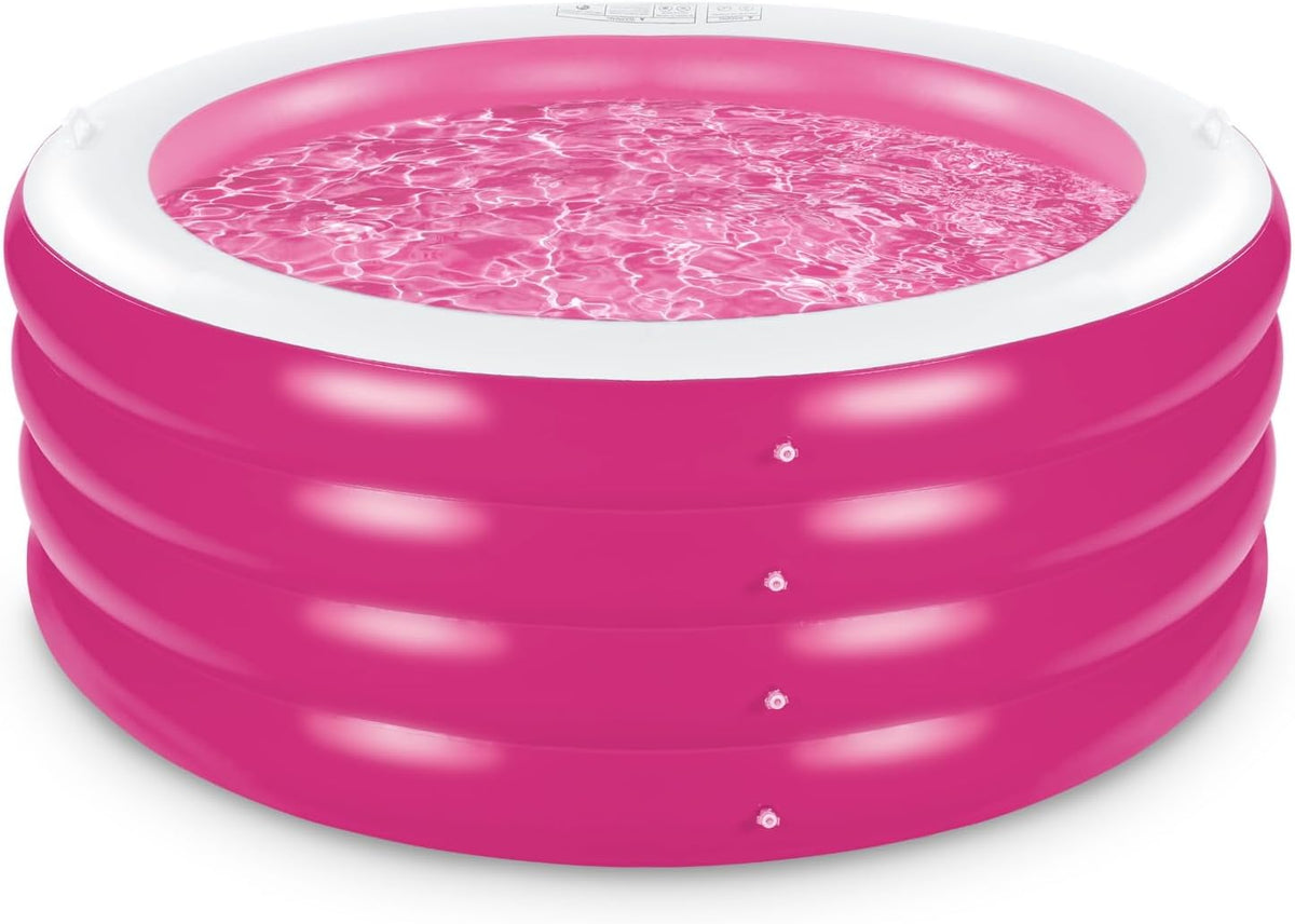 Inflatable Pool, Large Deep Round 70"x30" Family Inflatable Swimming Pool with Handles, Summer Water Party, Outdoor, Garden Backyard, Suitable for Adults (Pink)