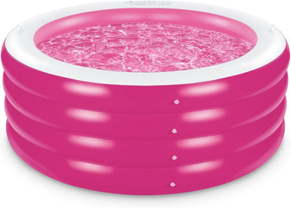 Inflatable Pool, Large Deep Round 70"x30" Family Inflatable Swimming Pool with Handles, Summer Water Party, Outdoor, Garden Backyard, Suitable for Adults (Pink)