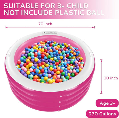 Inflatable Pool, Large Deep Round 70"x30" Family Inflatable Swimming Pool with Handles, Summer Water Party, Outdoor, Garden Backyard, Suitable for Adults (Pink)