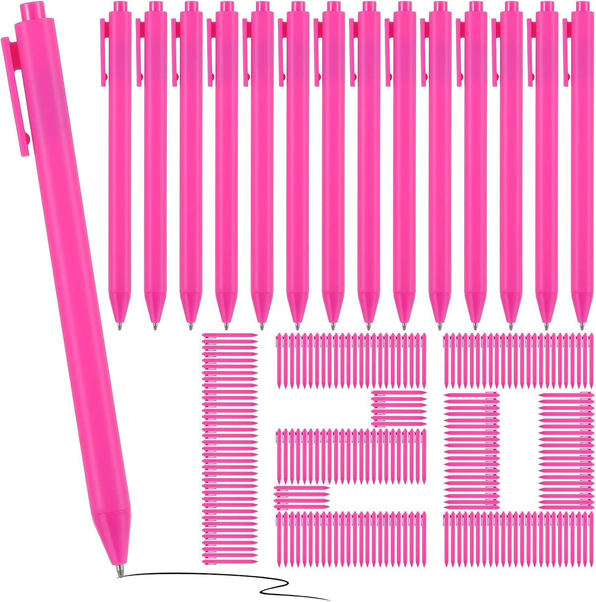 120 Pcs Hot Pink Pens Bulk, 1.0 mm Medium Point Pink Pens with Black Ink, Retractable Smooth Writing Ballpoint for Office, Home, Gifts & Party Favors(5.7" Long)