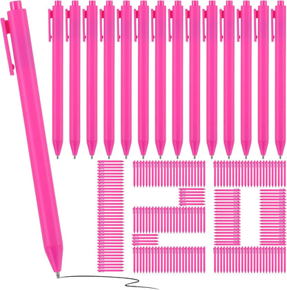 120 Pcs Hot Pink Pens Bulk, 1.0 mm Medium Point Pink Pens with Black Ink, Retractable Smooth Writing Ballpoint for Office, Home, Gifts & Party Favors(5.7" Long)