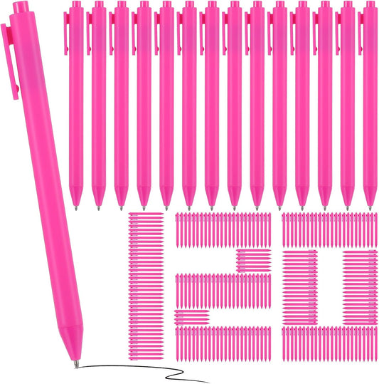 120 Pcs Hot Pink Pens Bulk, 1.0 mm Medium Point Pink Pens with Black Ink, Retractable Smooth Writing Ballpoint for Office, Home, Gifts & Party Favors(5.7" Long)