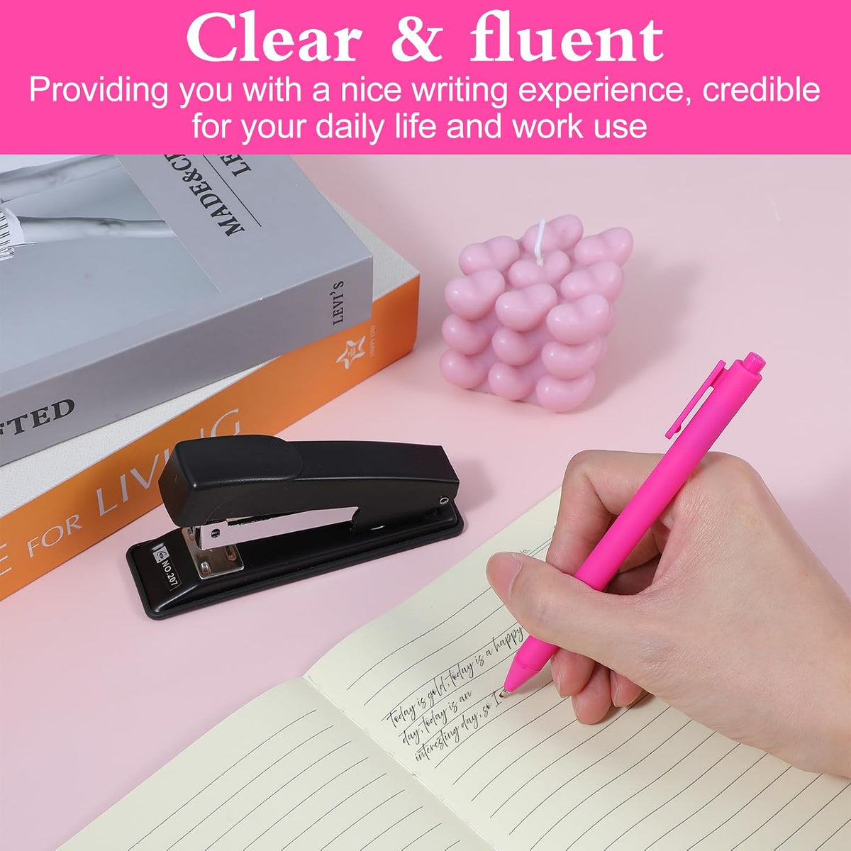 120 Pcs Hot Pink Pens Bulk, 1.0 mm Medium Point Pink Pens with Black Ink, Retractable Smooth Writing Ballpoint for Office, Home, Gifts & Party Favors(5.7" Long)