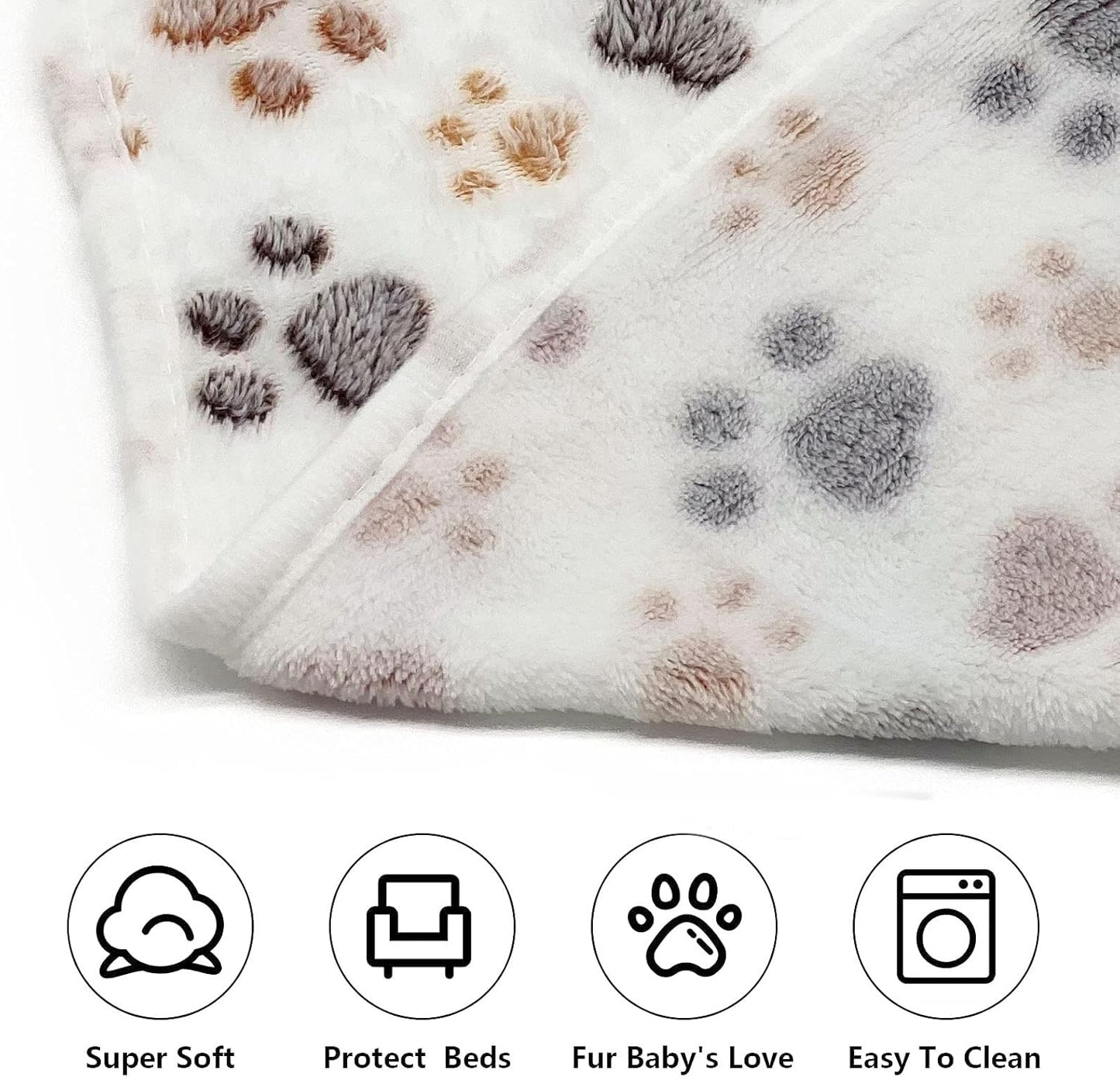 1 Pack 3 Puppy Dog Blankets Super Soft Warm Sleep Mat Fluffy Premium Fleece Pet Blanket Flannel Throw for Dog Puppy Cat - Paw Print Beige/Pink/Brown Small(23"x15")