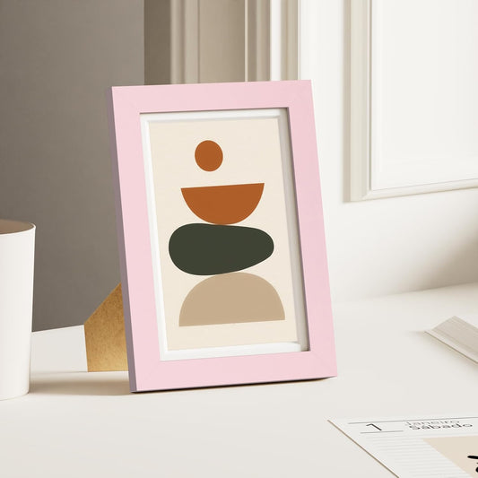 4x6 Picture Frame, Solid Wood Frame with Plexiglass, Pale Pink