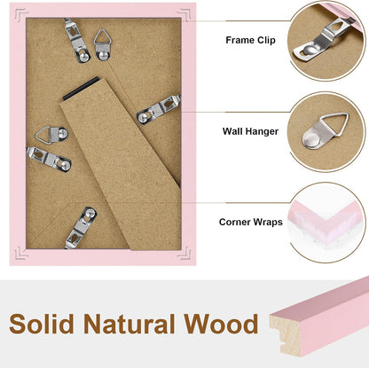 4x6 Picture Frame, Solid Wood Frame with Plexiglass, Pale Pink