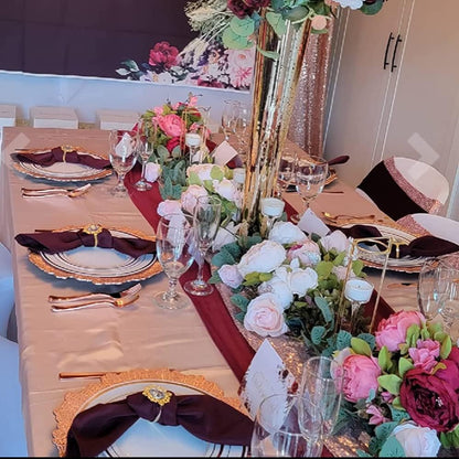 90 x 156 inch Rectangular Satin Tablecloth - Blush, Rectangle Shiny Satin Table Linens for 8 ft Rectangular Tables