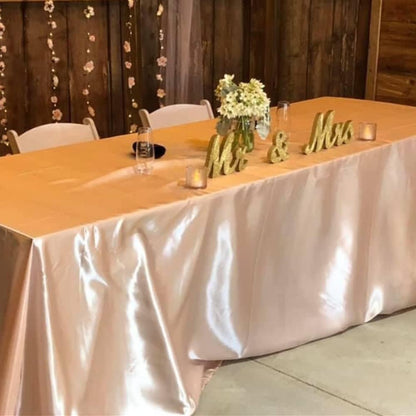90 x 156 inch Rectangular Satin Tablecloth - Blush, Rectangle Shiny Satin Table Linens for 8 ft Rectangular Tables