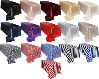90 x 156 inch Rectangular Satin Tablecloth - Blush, Rectangle Shiny Satin Table Linens for 8 ft Rectangular Tables