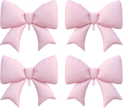 4Pcs Giant Pink Bow Balloons 38Inch/coquette Birthday Party Supplies/Pink Bachelorette Bridal Engagement Wedding Anniversary Supplies for Women/Valentine's Day Decor