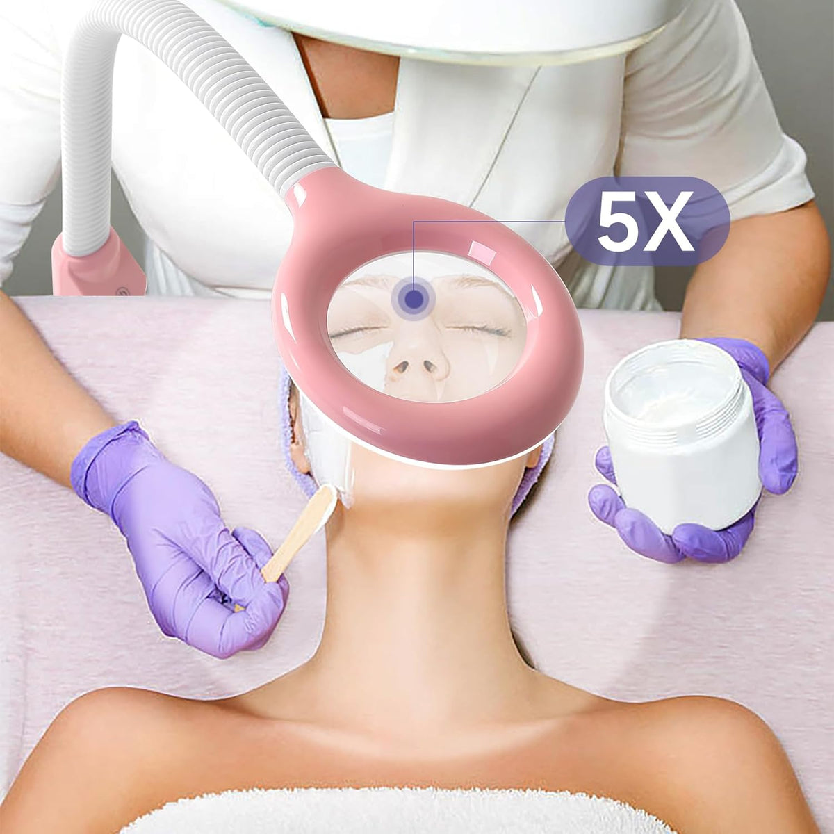 Professional Facial Steamer with 5X Magnifying Lamp,Ozone Face Steamer-Pink