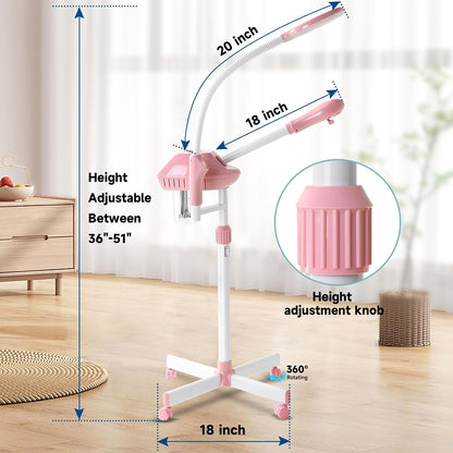 Professional Facial Steamer with 5X Magnifying Lamp,Ozone Face Steamer-Pink