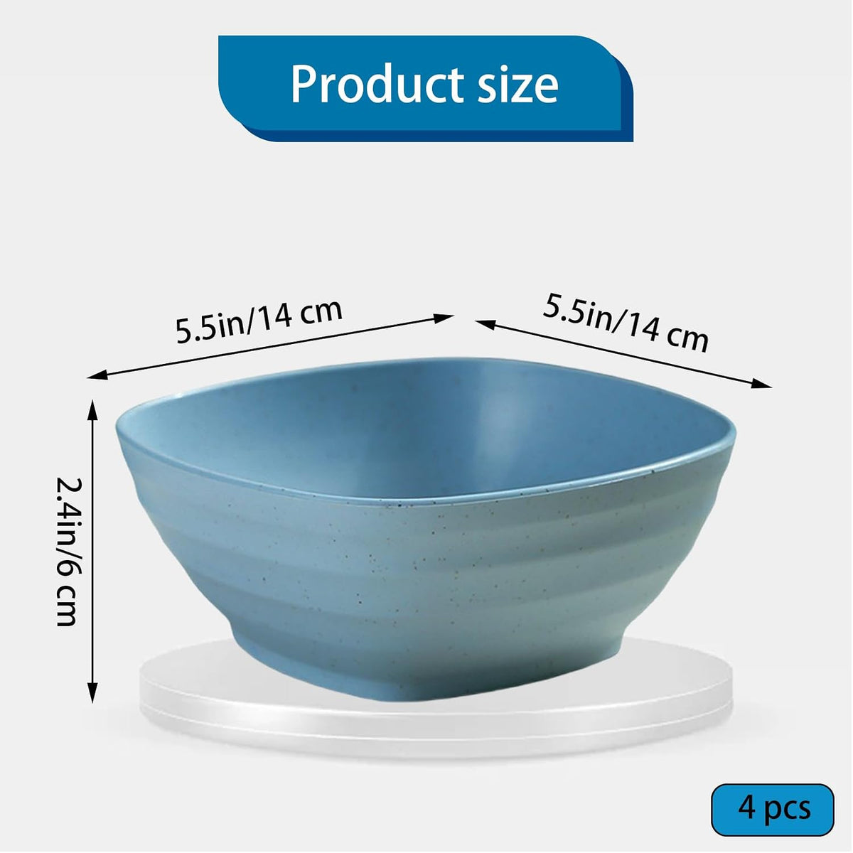 20 OZ Unbreakable Cereal Bowls Set of 4, Wheat Straw Fiber Rice Bowl, Reusable Square Soup Bowls, Stackable Pinch Bowl for Side Dish Noodle Oatmeal Salad, Dishwasher Safe (Pink)