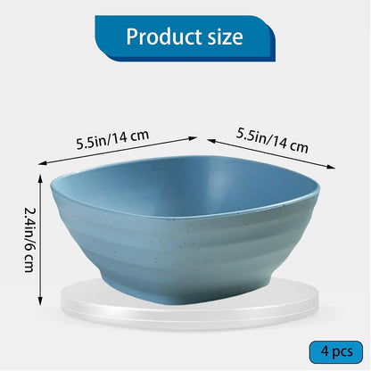 20 OZ Unbreakable Cereal Bowls Set of 4, Wheat Straw Fiber Rice Bowl, Reusable Square Soup Bowls, Stackable Pinch Bowl for Side Dish Noodle Oatmeal Salad, Dishwasher Safe (Pink)