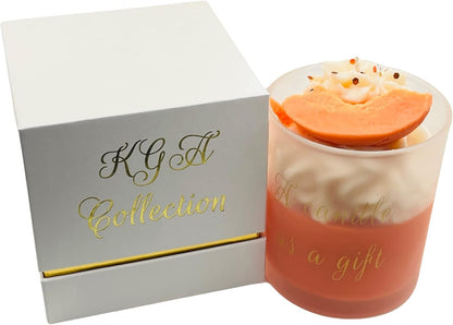 Jar candles, Aromatherapy Candles, Handmade, Strong Candles for Home 10 oz 50-60 Hour Burn, All Natural Soy, Non Toxic (Peaches and Cream)